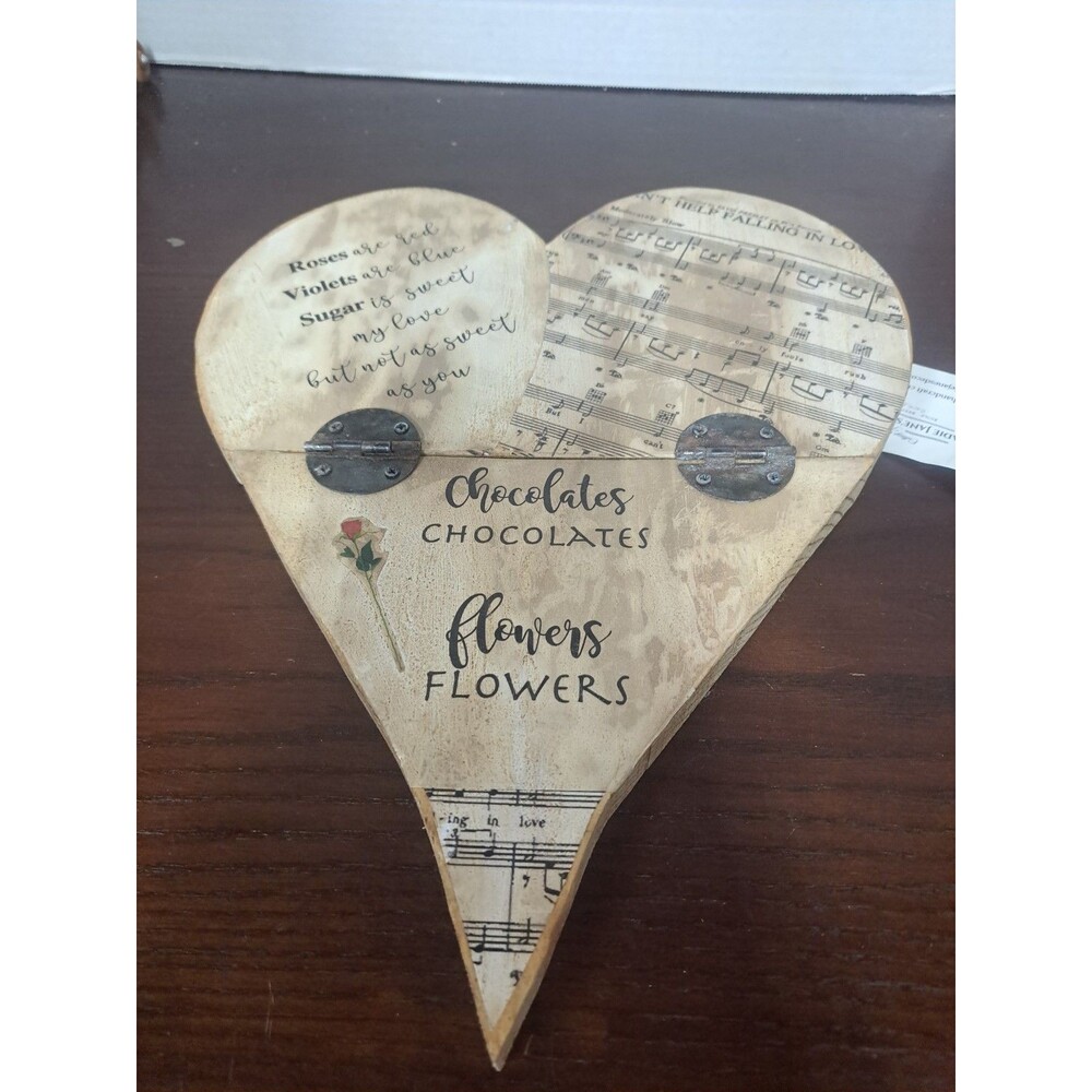 Handmade Wooden Decoupaged Romantic Heartshape Wall Hanging